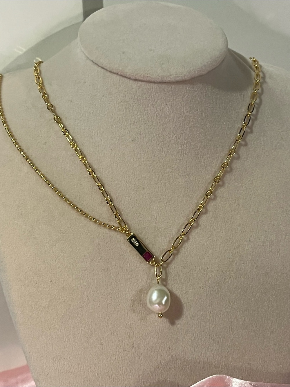 GP Stainless Steel layered Necklace with pearl